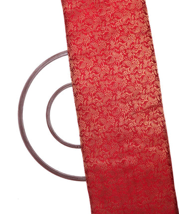 maroon and golden paisley design brocade silk fabric